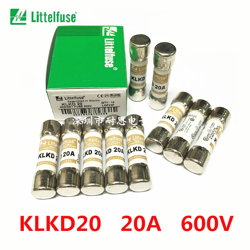 

Free Shipping 10Pcs/lot New Original US Littelfuse fuse KLKD20 Fast Acting FUSE KLKD 20 10*38MM KLKD 20A 600V Ceramic Fuse