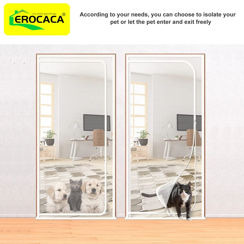 Imagem -03 - Ecera Pet Resistant Mesh Screen Door Reforçado Cat Door Animais de Estimação Proof Zipper Sala Quarto Cozinha