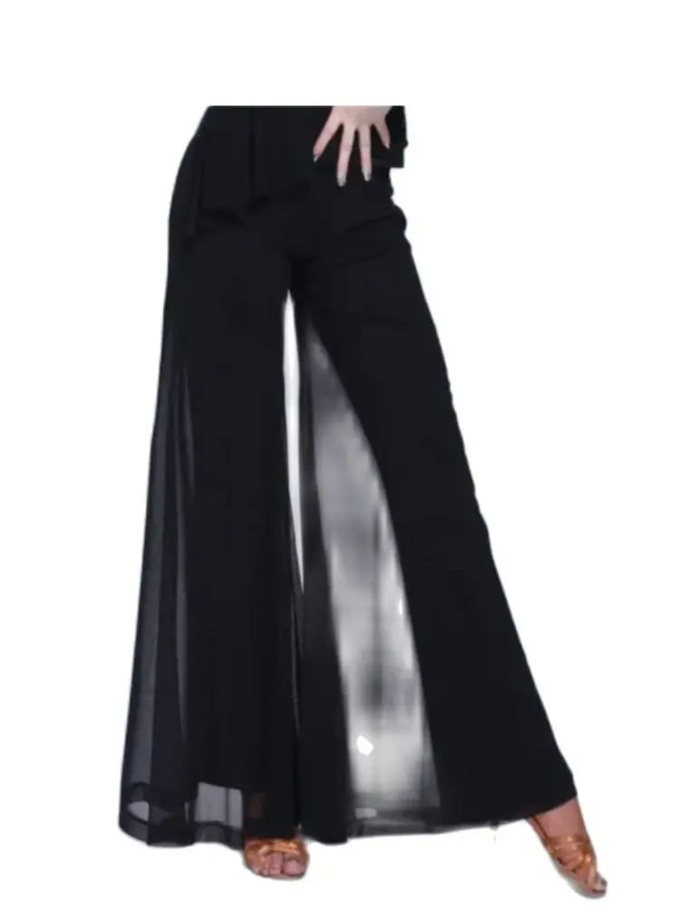 

1pcs/lot woman fashion latin dance pants lady black ballroom waltz dance trouser elastic waist