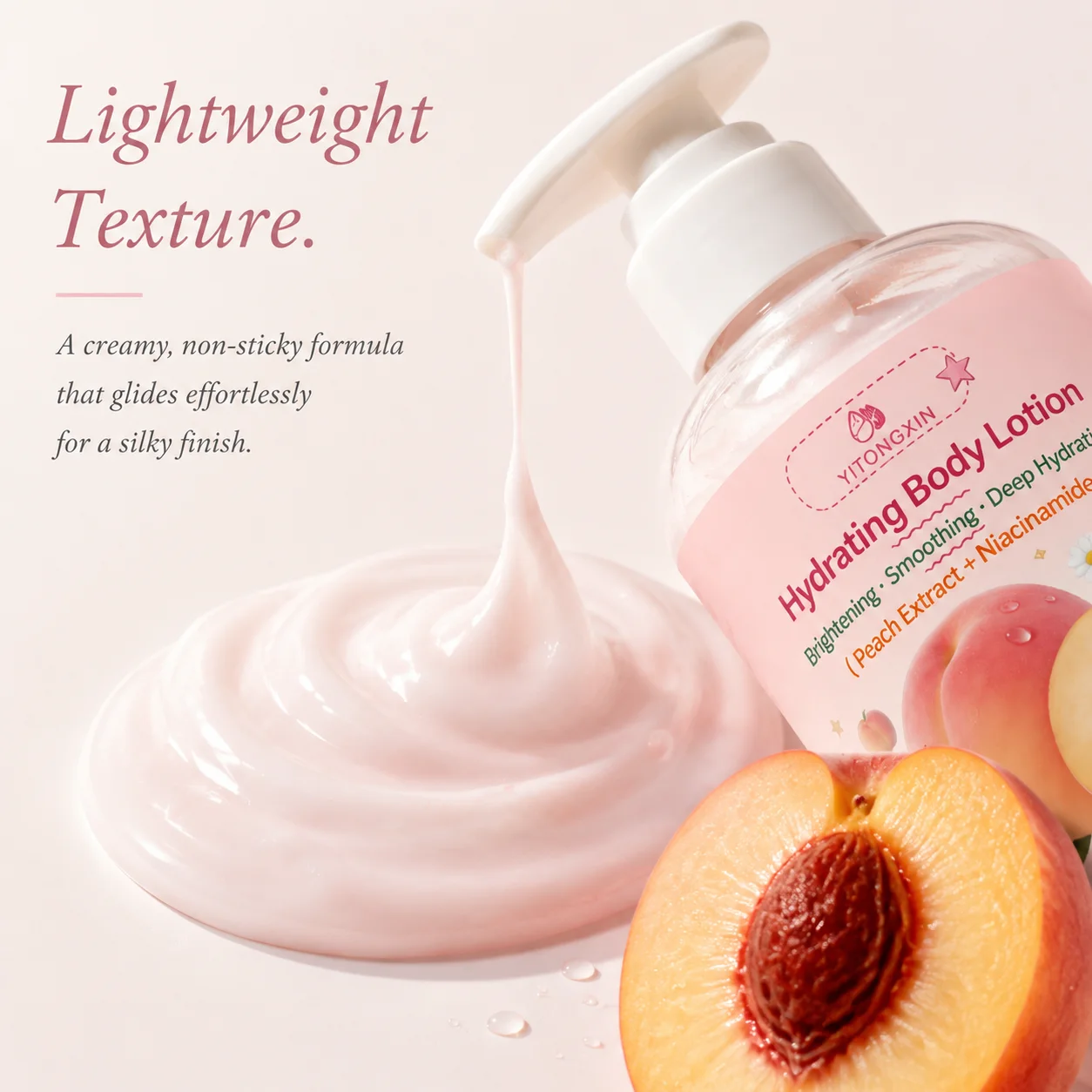Daily Body Moisturizer with Peach & Niacinamide, Softens Keratin, Brightening & Uniform Skin Tone for All Skin Types