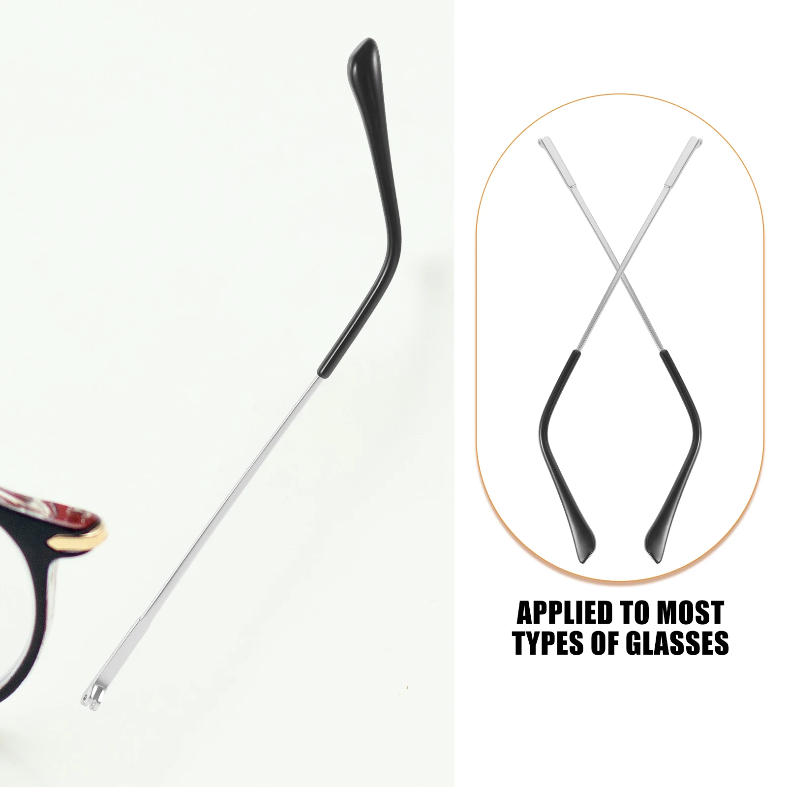 

Metal Glasses Replacement Legs 1mm Double Tooth Temple Arms Black Pair Eyewear Parts Lightweight Comfortable Reading Sunglasses