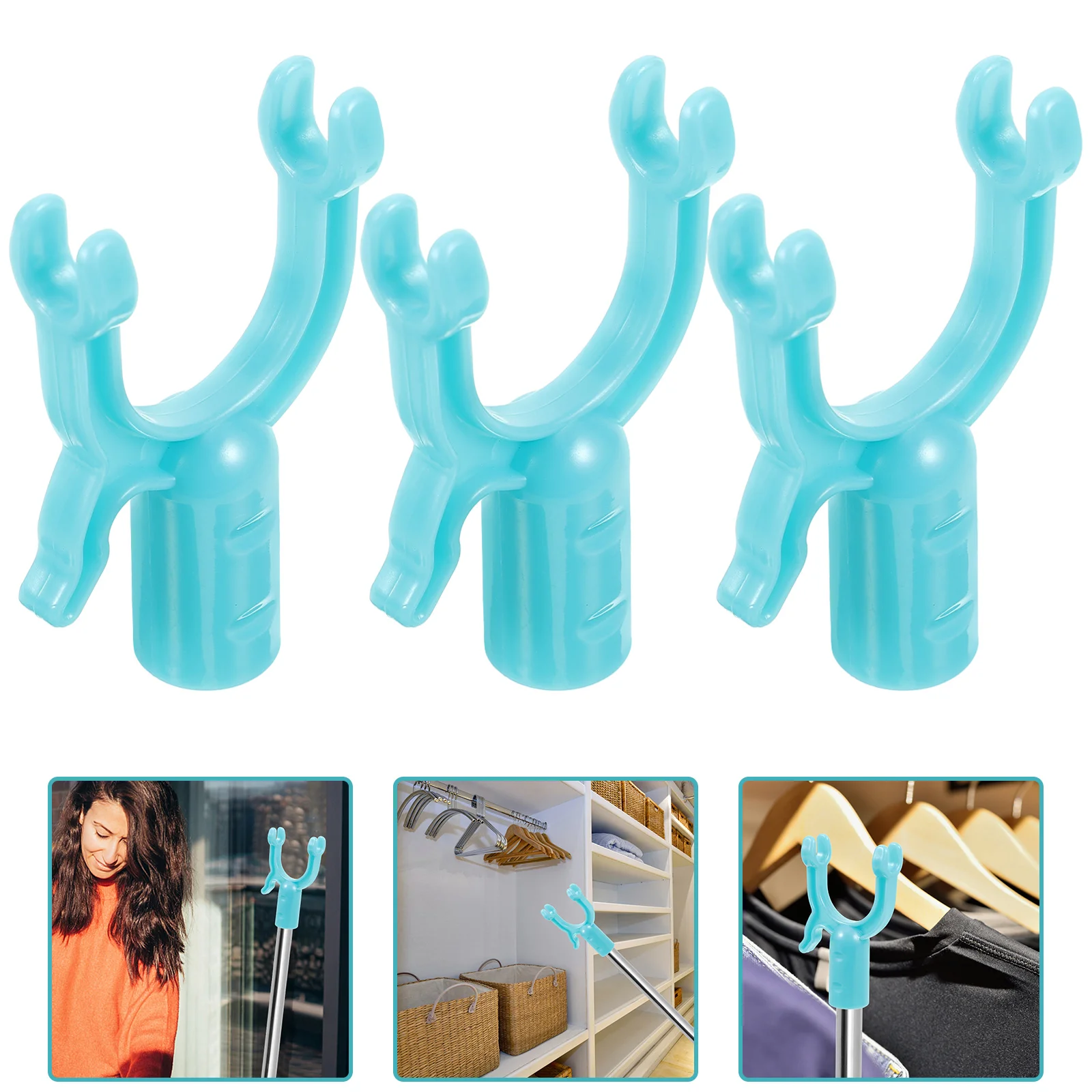 

3pcs Clothes Forks for Pole Replacement Heads Drying Rack Accessories Home Balcony Dormitory Portable Aluminum Alloy Strong