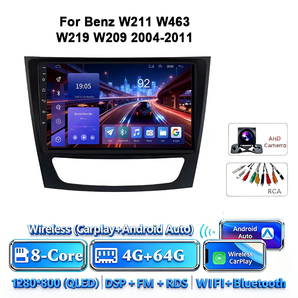 Android 17 autoradio 4G WIFI Carplay voor Mercedes Benz W211 E300 2002-2010 2din DVD GPS Multimedia Bluetooth touchscreen navigatie
