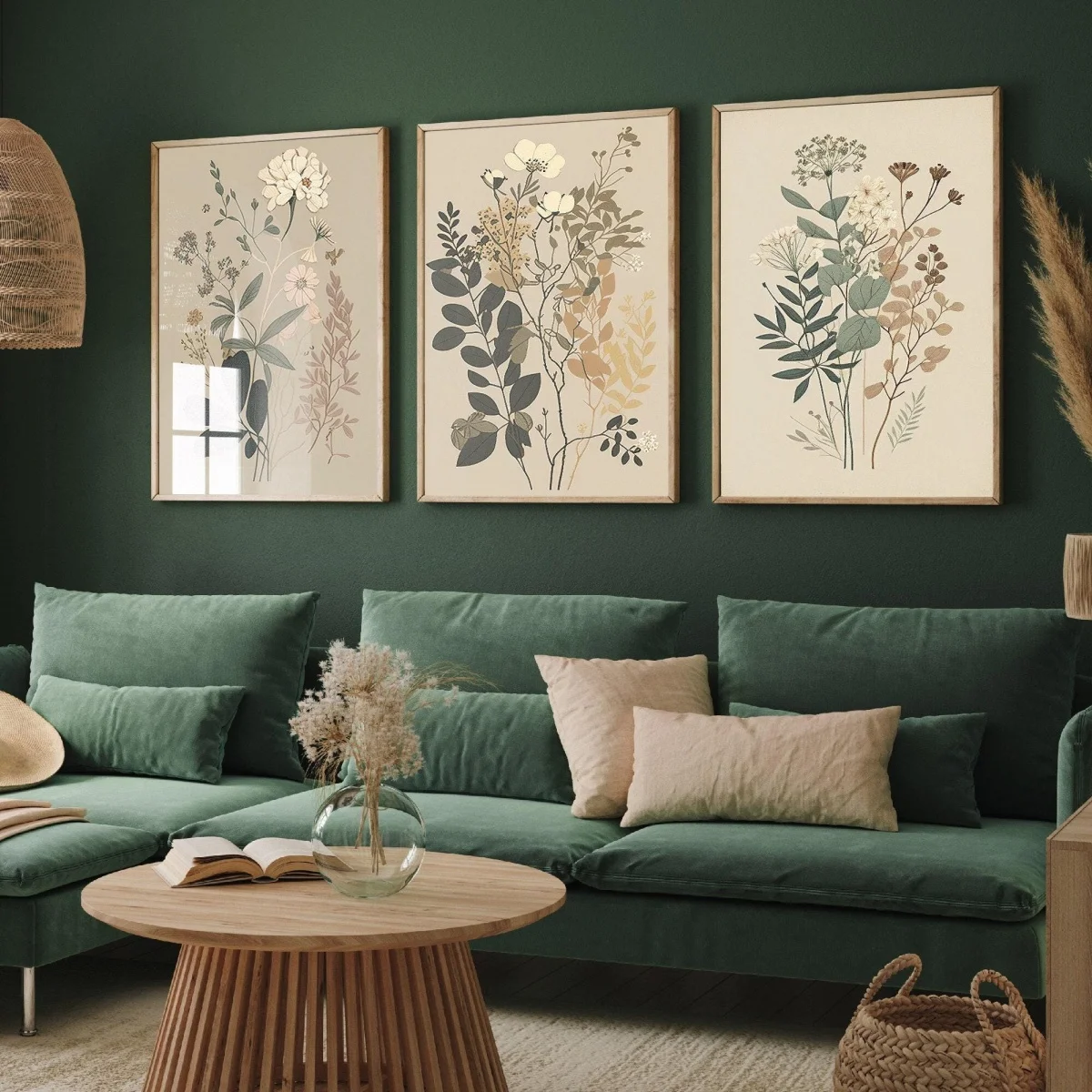 3pcs/set Boho Daisies Ferns Floral Canvas Print Poster Vintage Botanical Art Prints Living Room Bedroom Wall Art Home Decor