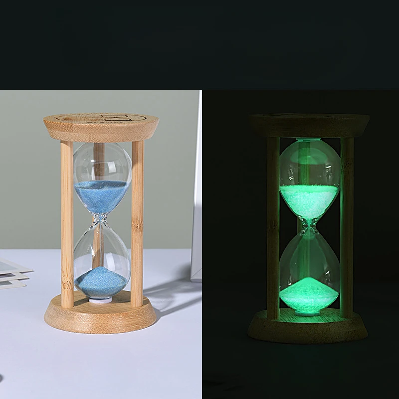 Creative Bamboo Fluorescent Or No Hourglass Timer Office Home Bedroom Decoration 1-30 Minute Ambient Luminous Hourglass