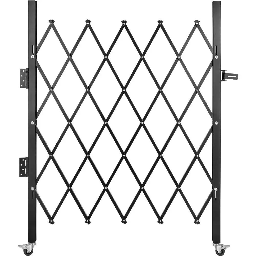 

Single Folding Steel Security Gate 5.1Hx5.9W 61x71in Flexible Scissor Rolling Door Barricade Padlock