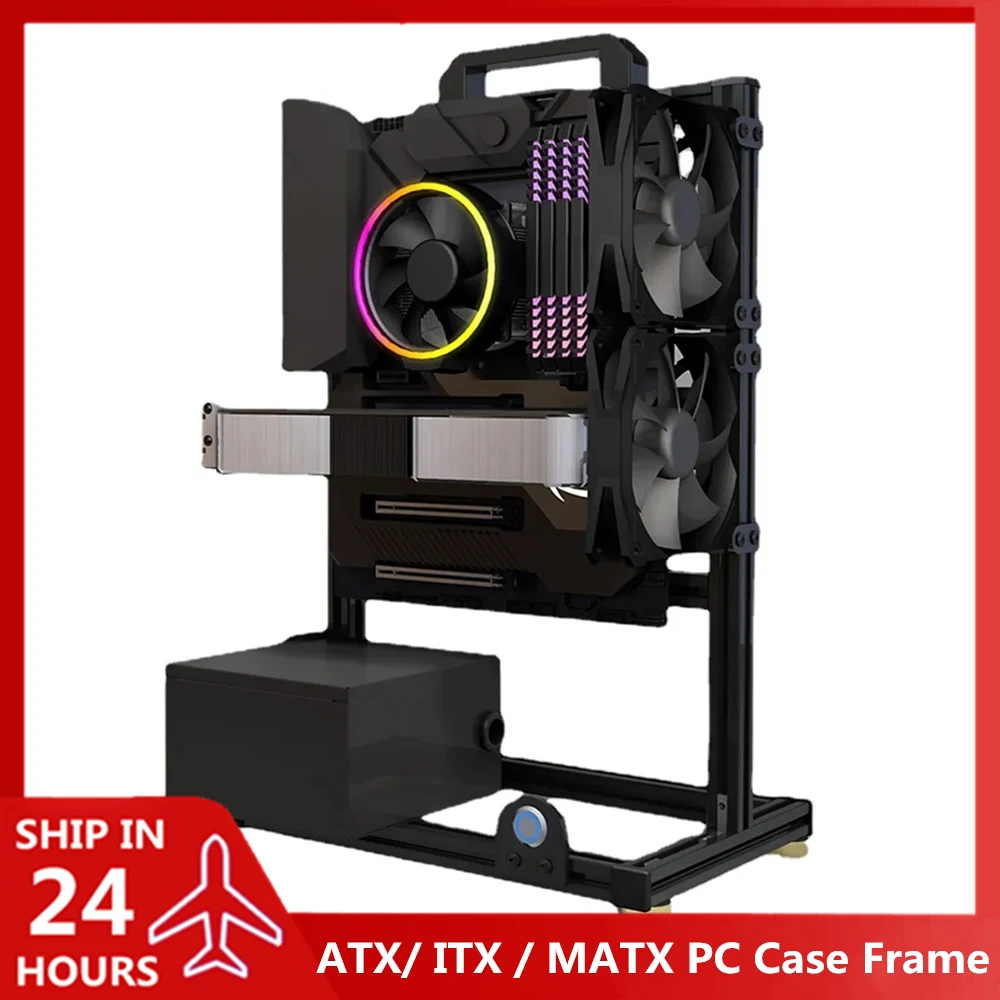 MOD Open Style Computer Case Frame,Vertical Chassis Shelf,DIY Desktop Gaming Gamer Cabinet PC Cabinet,Support  ATX/ ITX / MATX