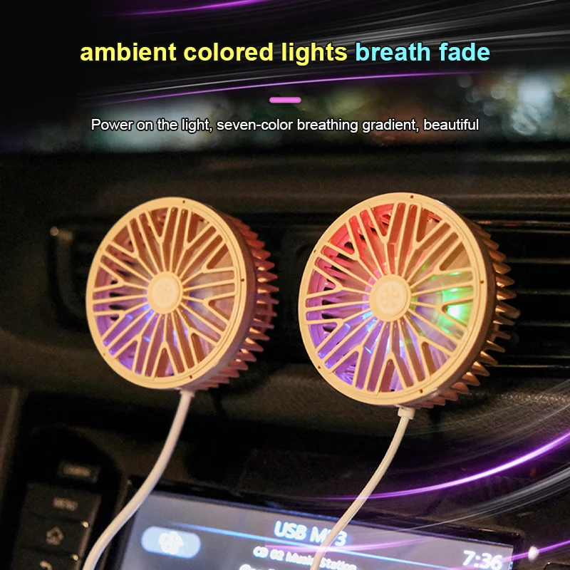 Mini Mini ventola di scarico per auto ricarica USB accessori per auto estivi ventola a doppia testa dispositivo di raffreddamento del collo