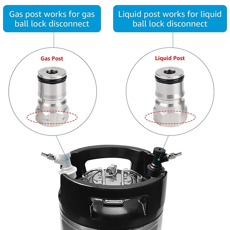 2 Pairs Of Ball Lock Posts, Stainless Steel 304, Homemade 19/32Inch-18 Carbon Dioxide Gasoline Tank Beer Liquid