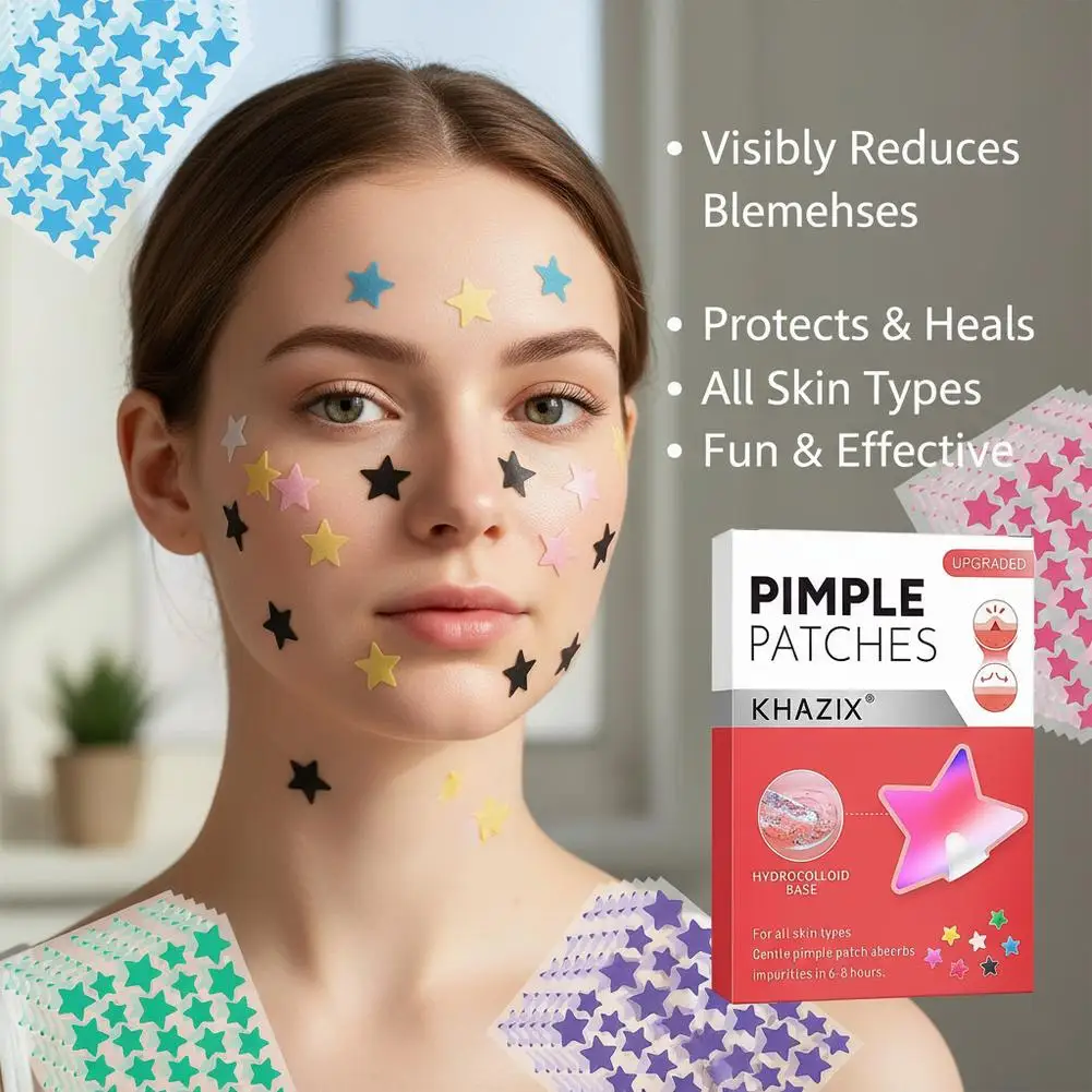 280PCS Colorful stars Invisible Water Gel Acne Patch, providing a light, breathable and comfortable coverage in 4 Colors