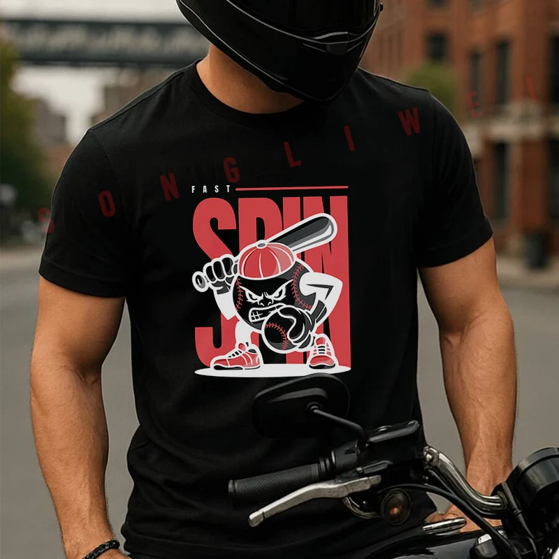 

Angry Baseball With A Bat In Hand Design Moto 100% Cotton T-Shirt Ultra Soft Round Neck Short Sleeve Tee For Men & Women