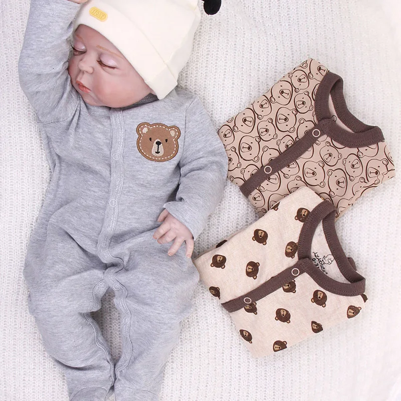 3Pcs Newborn Cotton Jumpsuit Baby Cute Bear Romper Spring Autumn Infants Loungewear Foot Wrap Crawl Suit Toddler Onesie Clothes