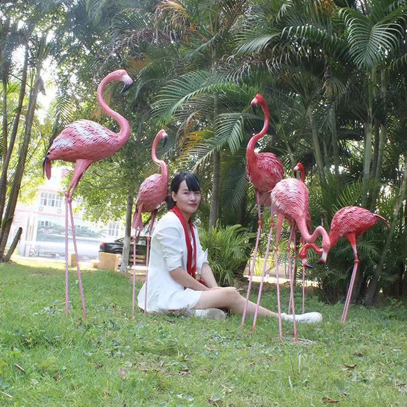 Flamingo Decoration Wedding Props Simulated Animal Sculpture Iron Garden Ornaments Outdoor Home Decor Accessories