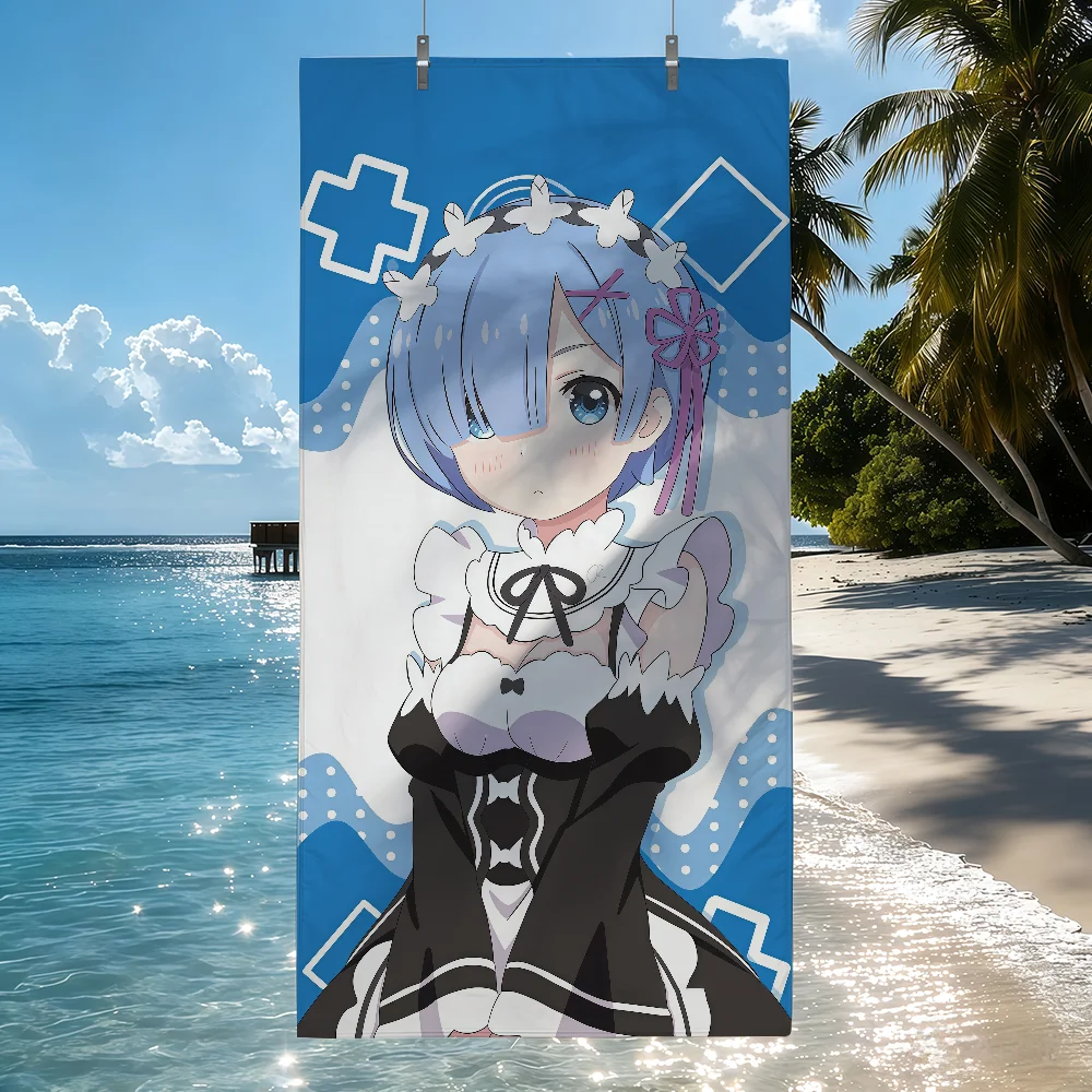 Anime cute R-Re Z-Zero R-Rem Towel Drying Bath Towel Applicable To Light Swimming Camping Yoga Beach Out