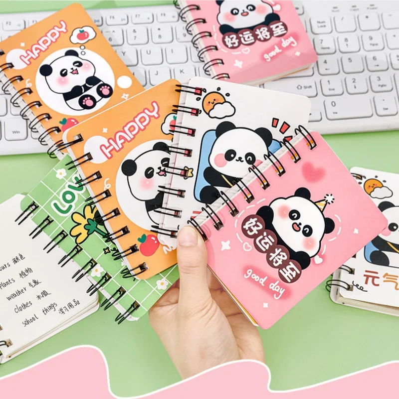 

A7 Panda Mini Spiral Notebook for Students Portable Pocket Journal Memo Pad Cute Cartoon School Supply