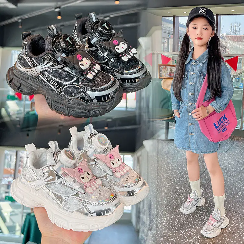 

Girly Heart Kuromi Anime Kawaii MINISO Soft Children Casual Shoes Cute Cartoon Sports Sneakers Lovely Pendant Gifts for Kids