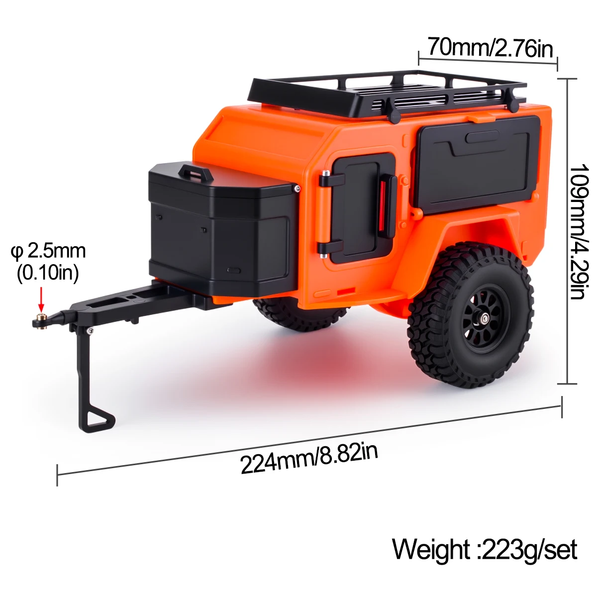 Plastic Off-Road Camping Trailer Utility Trailer for 1/18 1/24 RC Crawler Car TRX4M SCX24 Upgrade Part