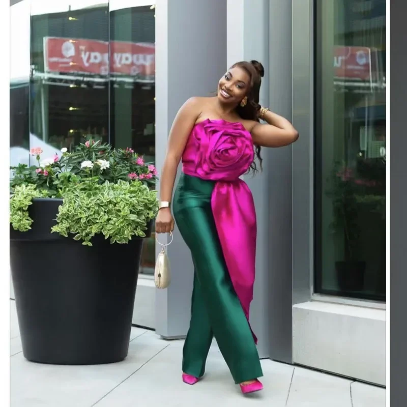 2025 Summer Women Solid 3D Flower Birron Tube Top Fashion Sexy Strapless Backess Zipper Tank Crop Tops Party Club Outfits