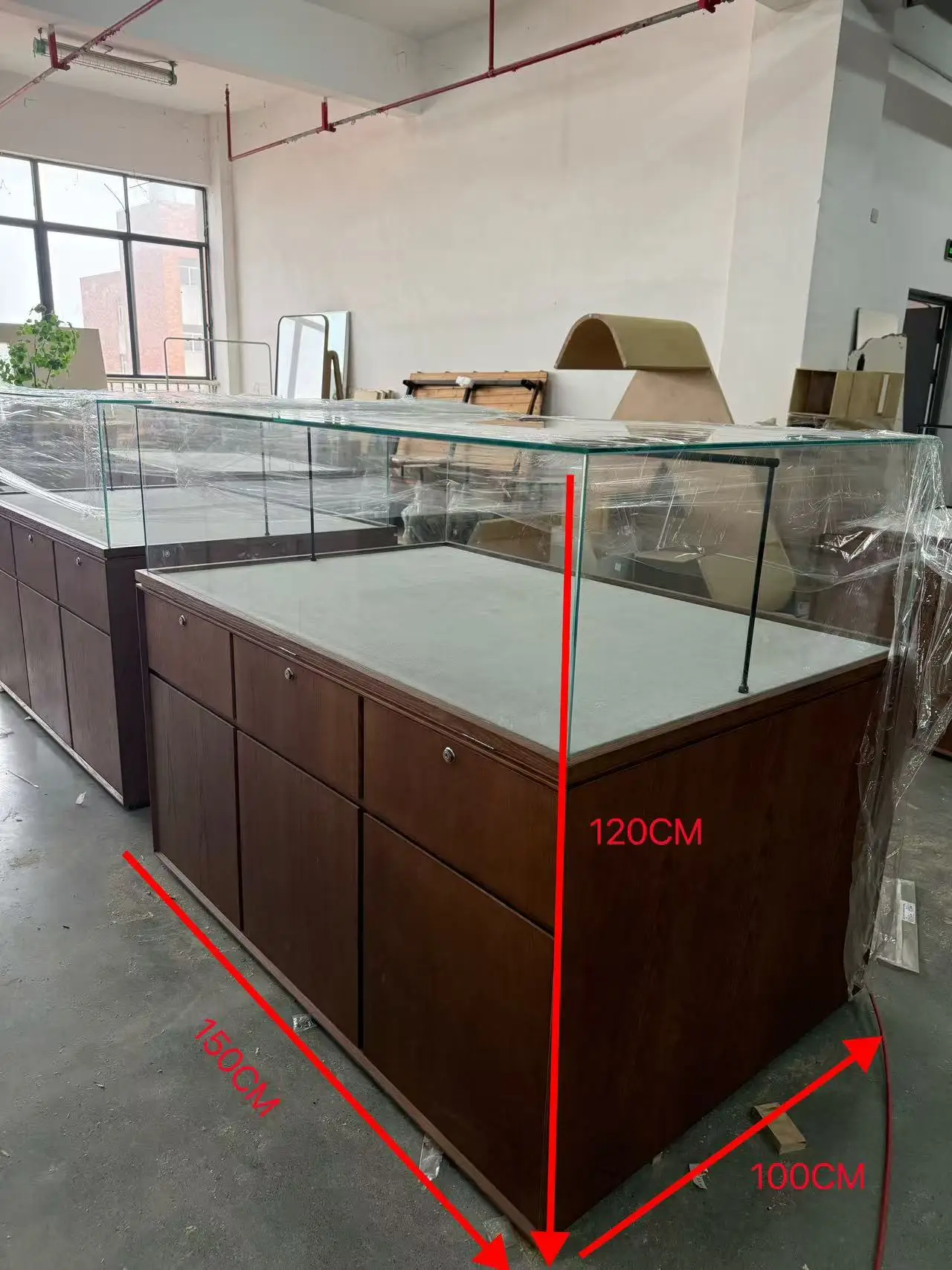 LED Light Show Case Customized Glass Wood Display Cabinet For Book Store