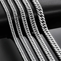 HIYEE 3mm/4mm/5mm/6mm/7mm/8mm Stainless Steel Cuban Link Chains Classic for Men Boy Curb Chunky Necklace Jewelry 14 to 28 Inches