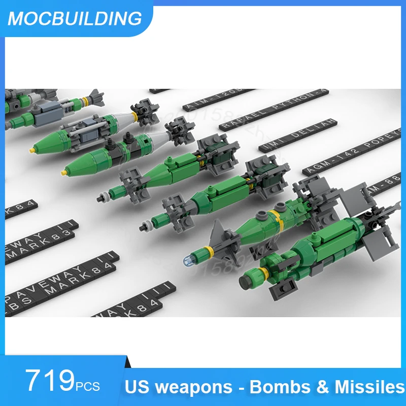 MOC Building Blocks US Weapons - Bombs and Missiles Model DIY Assemble Bricks Creative Military Collection Toys Gifts 719PCS