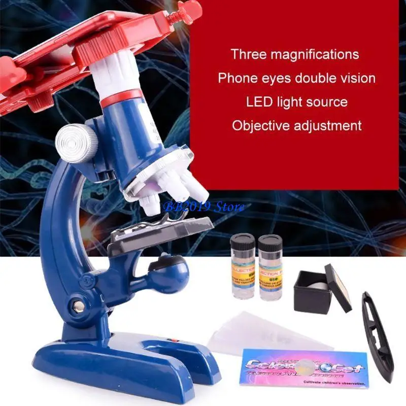 Q0KB 100X-1200X microscópio biológico para titular do telefone com celular brinquedo educacional