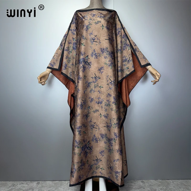 

WINYI Luxury Maxi Dress for Women Floral Print Kaftan Abaya Bohemian Summer Party Dress High Quality Muslim Fashion Dubai Style