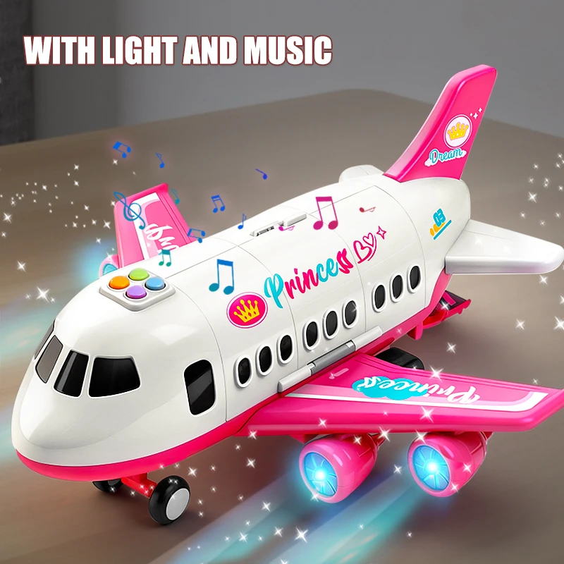 Zabawka samolot deformujący się w kształcie samolotu dla chłopca z muzyką, światłem, symulacją toru, napędem inercyjnym, duży rozmiar, samolot dla dzieci, zabawka samochodowa, prezenty dla dzieci.