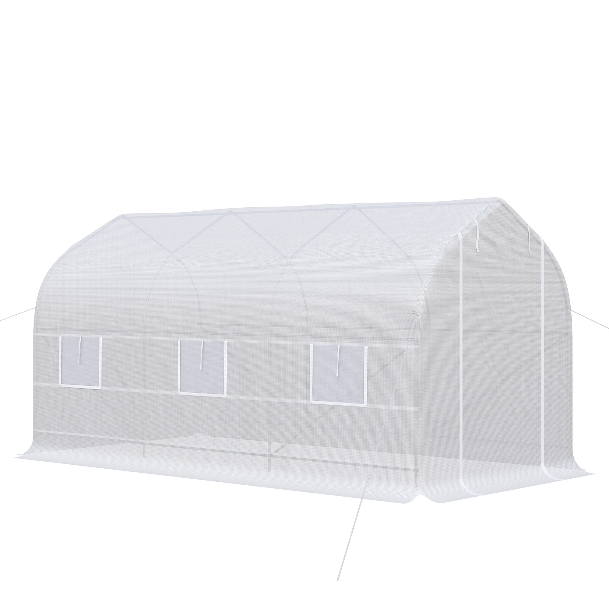 HOMCOM Garden tunnel greenhouse 4x2x2 m with 6 windows and door