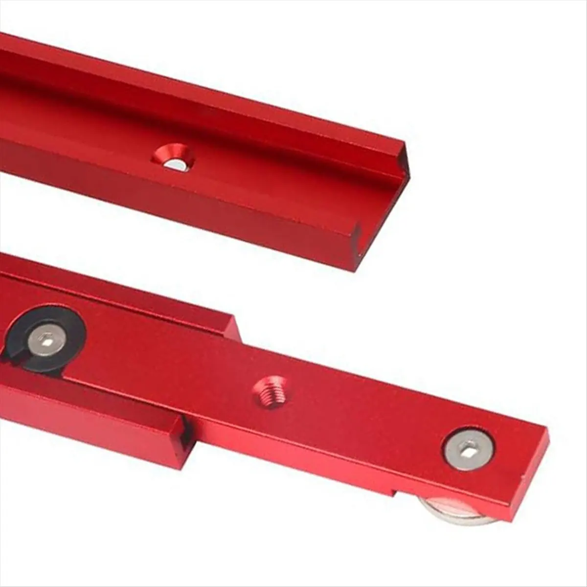 FTGT-2pc Aluminum 400mm Double-Cut Profile Universal 3/4 T-Track with Predrilled Mounting Holes,30 Type T Track