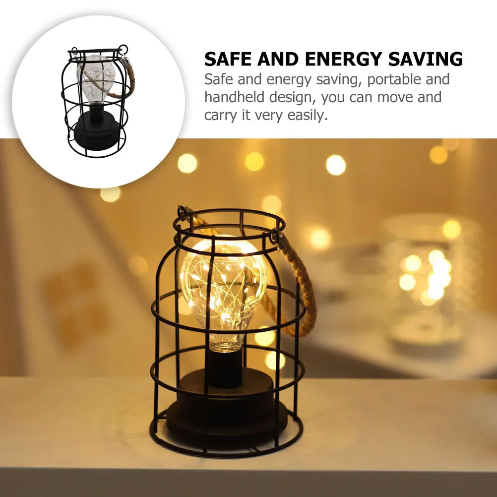 Rechargeable Hanging Lantern Warm White LED Camping Lamp Vintage Tent Light Portable Iron Decorative Solar Outdoor