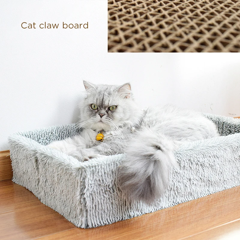 

Cat Sleeping Bed with Corrugated Cardboard, Kitty Scratching Pad Lounge Two-Piece Combination Grinding Claw Toy to Play Anywhere