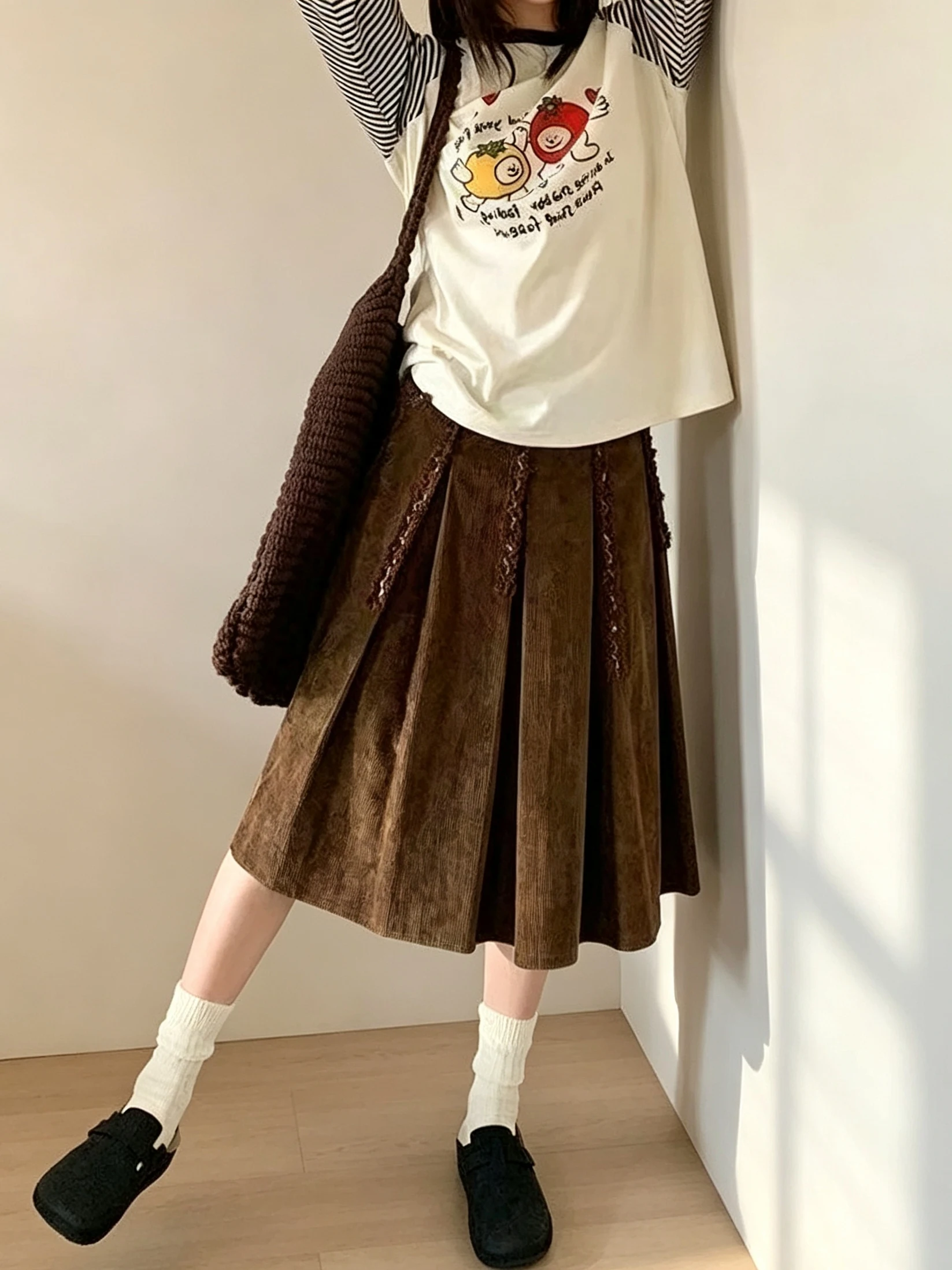 Fashionable High Waist A-Line Midi Skirt Women's Korean Style Pleated Skirt Loose Fit Versatile Autumn New Arrival Slimming