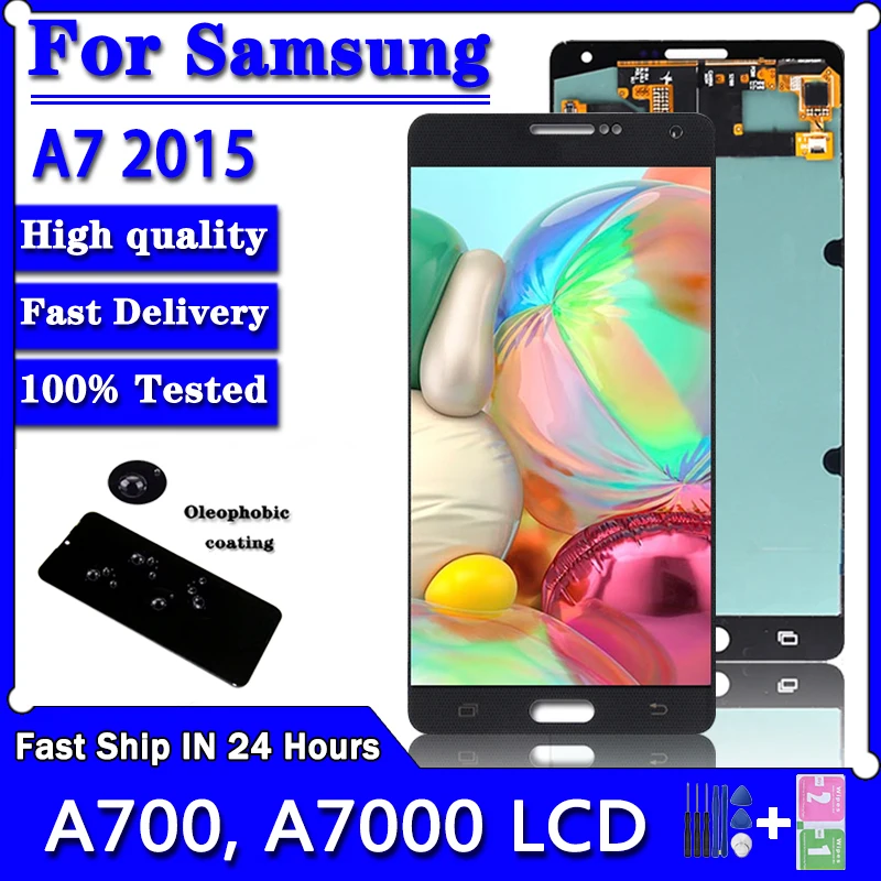 Супер AMOLED для Samsung A7 2015, ЖК-дисплей, дигитайзер сенсорного экрана, запасная часть для Samsung A700 A700F A700FD A7000s