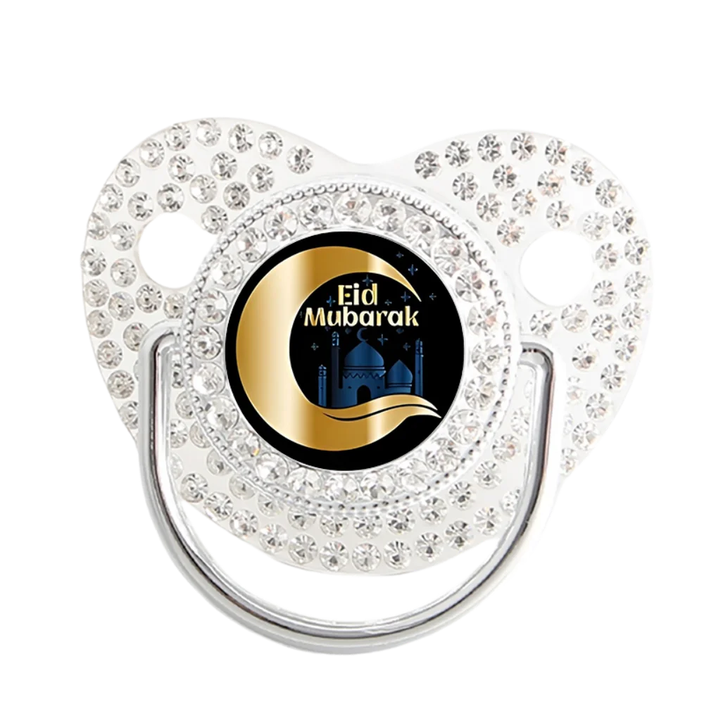 

Soft Silicone Baby Dummy, Bling Crystal Rhinestone Pink Pacifier, Islamic Mosque Pattern for 0-12 Months