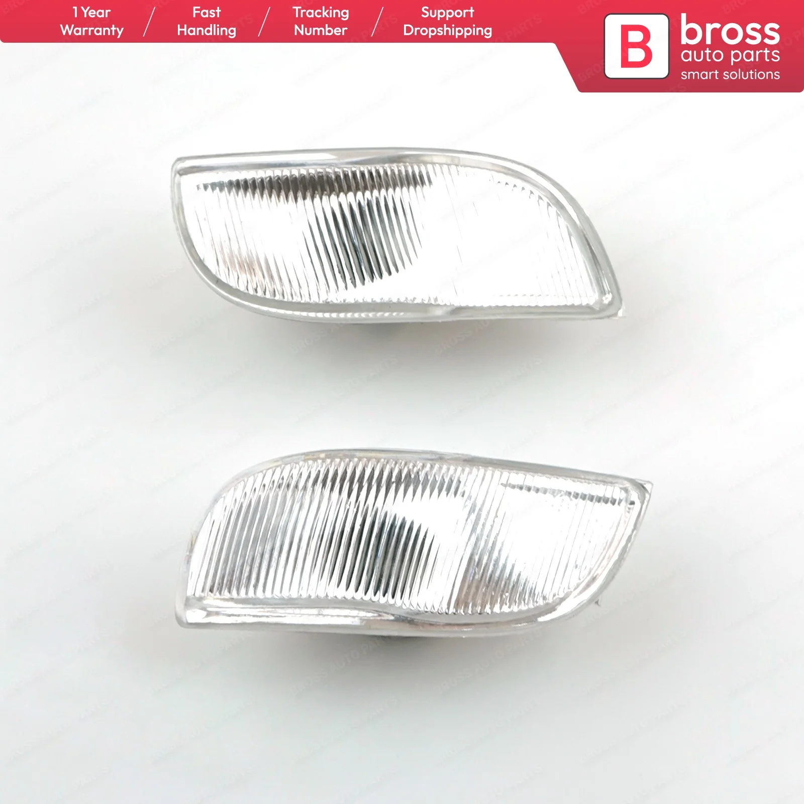 Bross BSP626 Side Mirror Indicator Right and Left Lens 261653175R, 261600977R for Renault Symbol MK3 Logan Sandero MK2