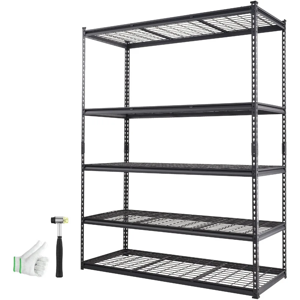 

Storage Shelving Unit, 5-Tier Adjustable, 2000 Ibs Capacity, Heavy Duty Garage Shelves Metal Organizer Wire Rack, Black