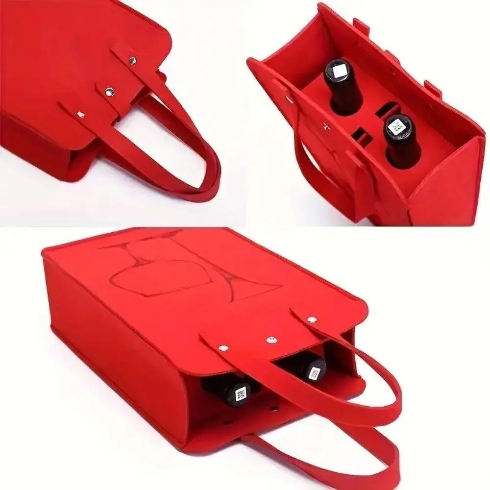 Portable Felt Red Wine Bag Gift Double Wine Gift Storage Bag Handheld Drink Bag
