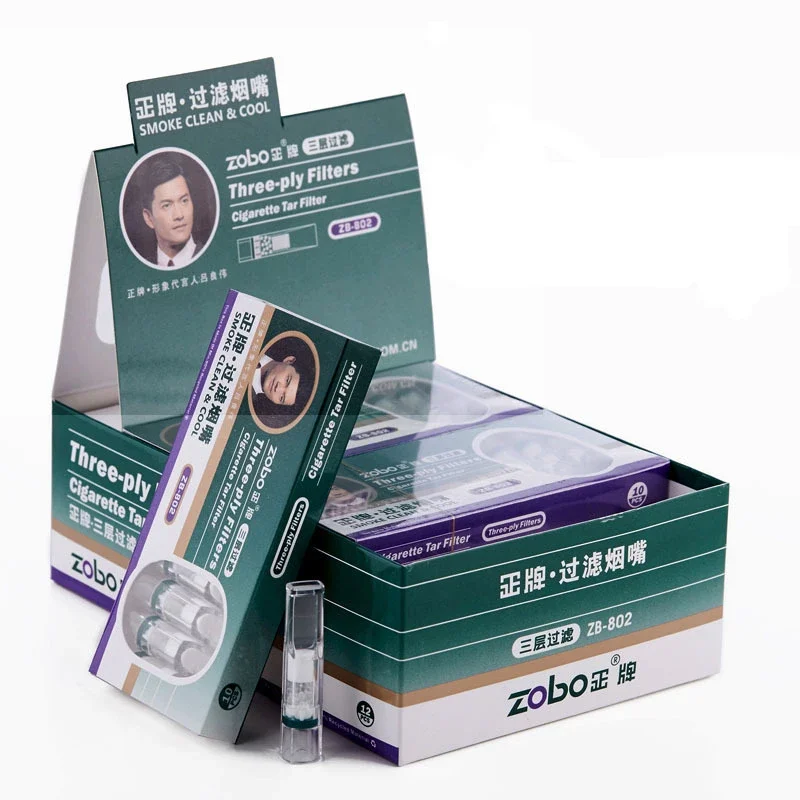 مرشحات ثلاثية للسجائر للاستعمال مرة واحدة، متعددة الترشيح لتقليل بقع القطران والدخان، مناسبة للسجائر الخشنة #6