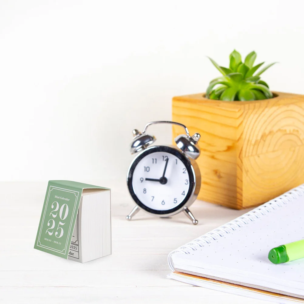 

2Pcs Mini Calendar 2025 Tear- Daily Desk Planner with Narrative Poetry Series Retro Office Decor for Home Classroom