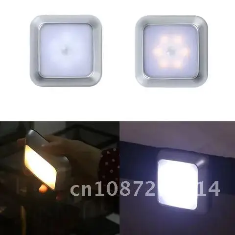 

2021 6 PIR Wireless Motion Sensor Lights LED Night Light Battery Powered Stair Lamp Cabinet Body Induction Lamp Cabinet Light