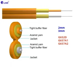 fiber optic cable 100m duplex SM 2mm 3mm Yellow G652D G657A1 G657A2 indoor dual core for fiber patchcord 1km/roll ftth wire