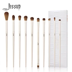 Jessup Eye Makeup Brushes set,10pcs-14PCS Eyeshadow brushes set Eyebrow Eyeliner Blending Concealer Highlighter Brush Light Grey