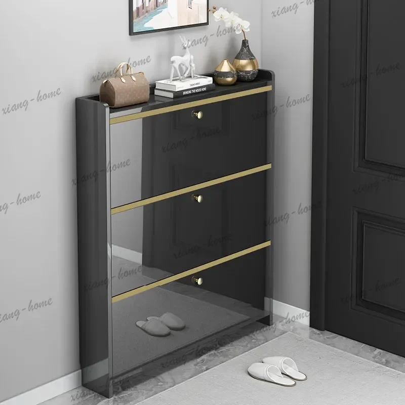 LJY Oak Modern Wooden Shoe Cabinet Asian Intelligent Space Saving Storage Shoe Cabinet Rattan Metal Schoenenkast Furniture For H