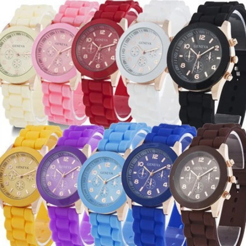 

Foreign Trade Hot SalegenevaGeneva Silicone Watch Men's and Women's Bachelor's Fashion Beautiful Color Jelly Watch