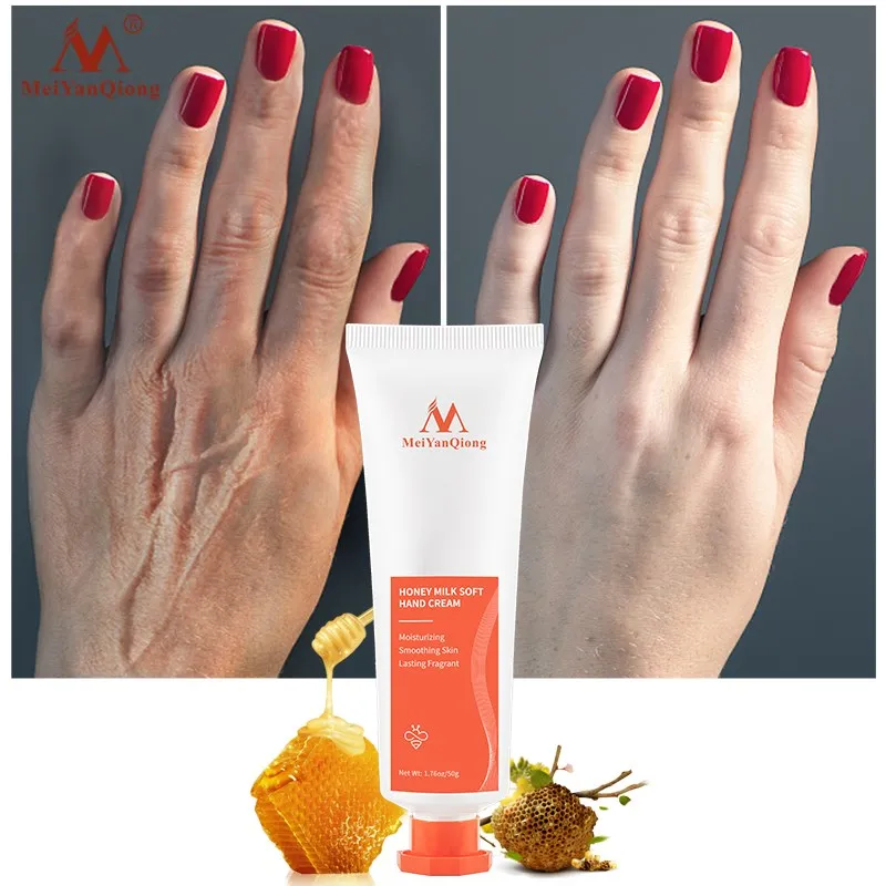 

Anti-aging Fades Fine Lines Milk Honey Soft Hand Cream Moisturizing Hydrating Whitening and Anti-cracking Hand Care 50g New