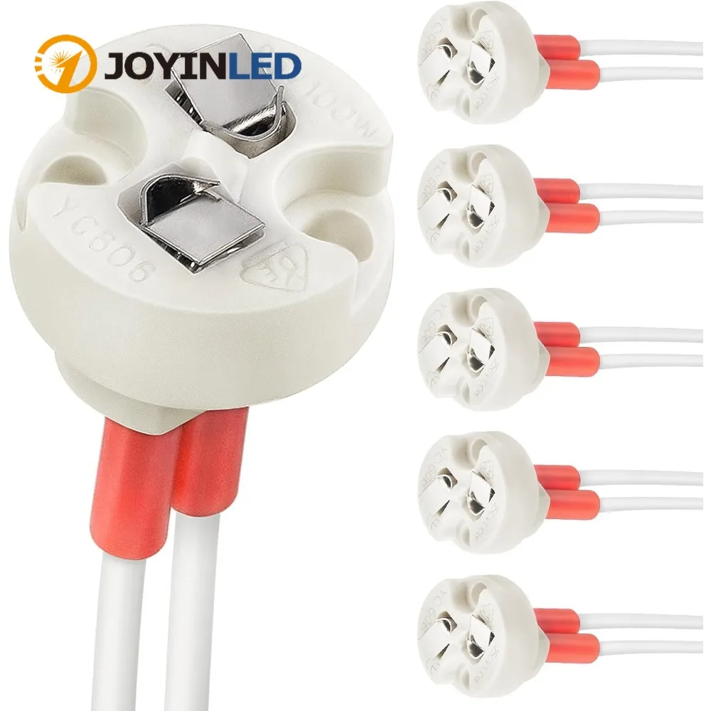 6PCS MR16 / MR11 Bi-Pin Ceramic Base Socket G4 / GU5.3  Halogen Incandescent LED Bulb Holder Wire Connector LED Lamp Base Socket