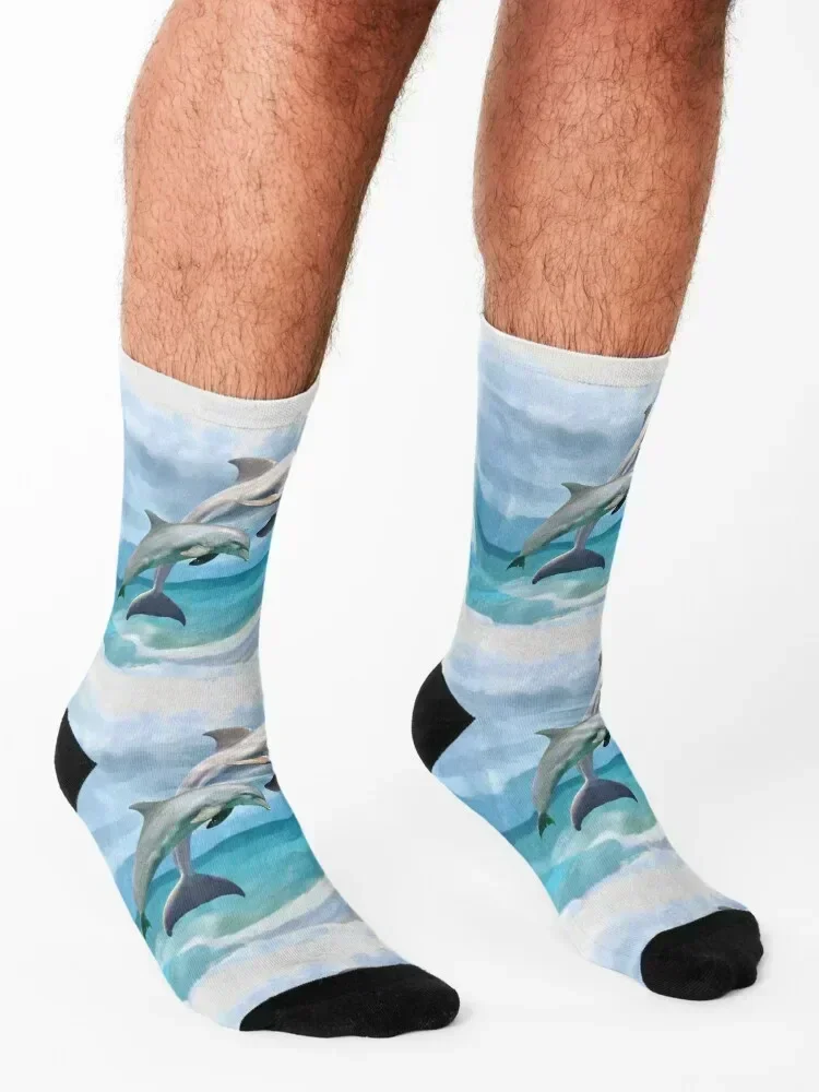 Playful Dolphins Socks Sports football fashionable hip hop Socks Women Men's