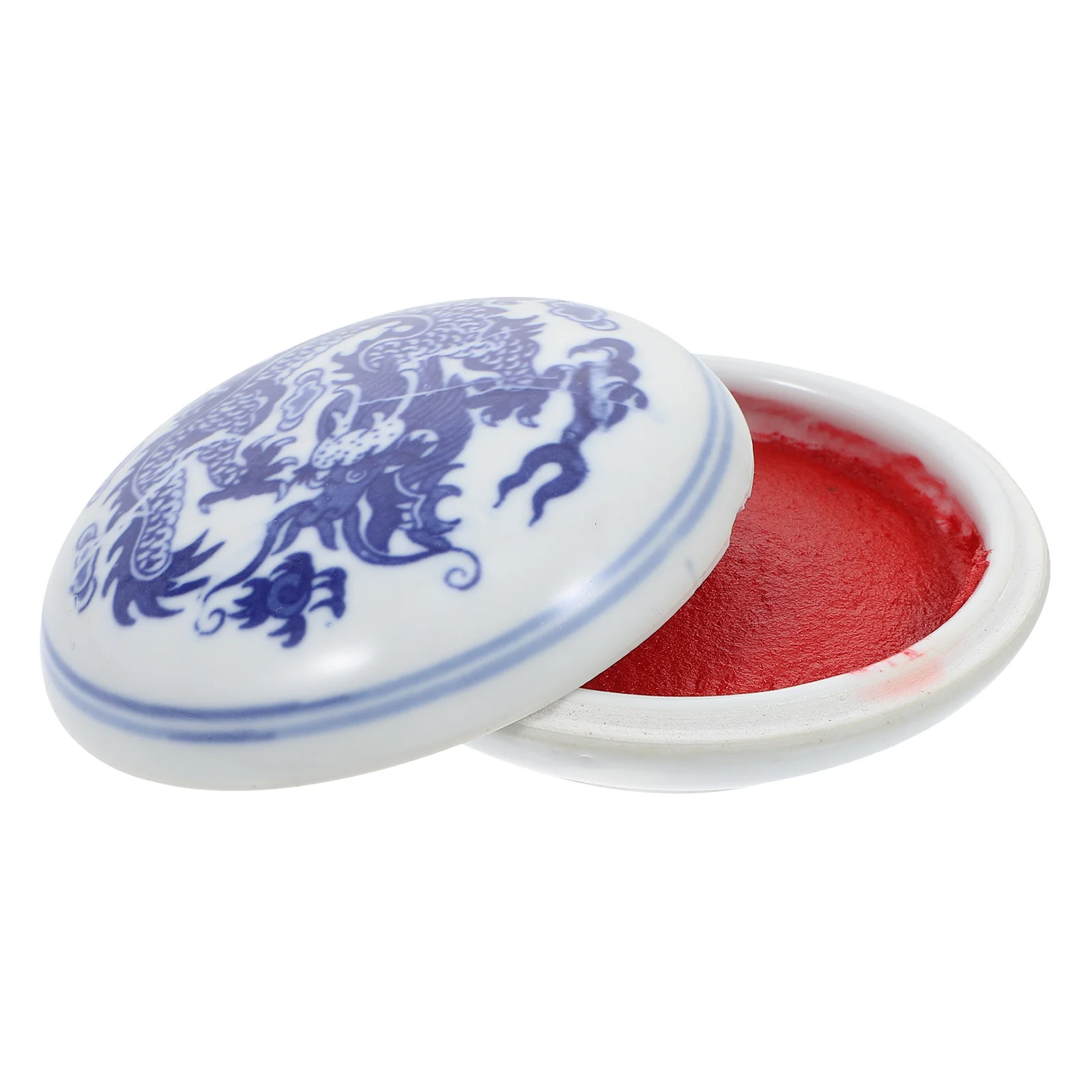 Calligraphy Inkpad Ceramic Box Bright Red Multipurpose Office Painting Seal Use DIY Ink Pad Premium Delicate Chinese Painting
