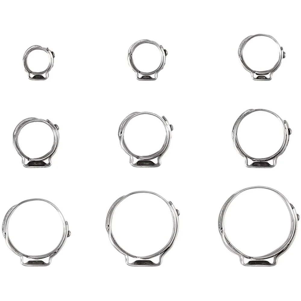 180PCS boxed stainless steel clamps 5.8-21 single ear hose clamp American style throat clamp with clamp pliers